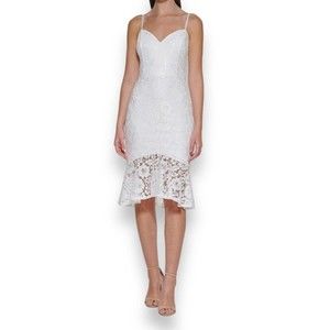 Guess Women's Floral Lace Trumpet dress in White Size 14